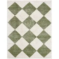 Livabliss - DELINE Shaggy Tapijt met Ruitenpatroon Wasbaar Groen