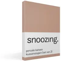 Snoozing percale katoen kussenslopen (set van 2) - Percale katoen - 40x60 cm - Mokka