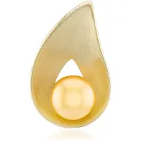 Cavill - Zilveren hanger 925 Sterling Zilver verguld - Gouden Zoetwaterkweekparel 8 mm rond - Elegante traanvormige dames sieraden modern natuurlijk