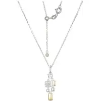 Cavill - Zilveren Halsketting - 925 Sterling Zilver - Witte Topaas 0,225 ct Antiek Kussen - Zirkonia Pavé - Verstelbaar 38-50 cm - Elegante Ketting