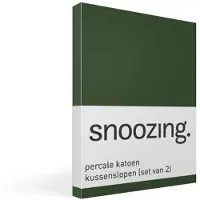 Snoozing percale katoen kussenslopen (set van 2) - Percale katoen - 40x60 cm - Donker Groen