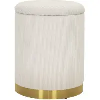 MODFU Poef Ø36x44 cm van polyester, gestoffeerd met opbergruimte, cream white