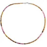 Cavill - Zilveren Halsketting - 925 Sterling Zilver - 34,37 ct Roze & Gele Toermalijn - Facetgeslepen Fancy Kralen - 45 cm Elegant