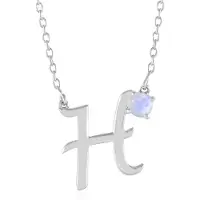 Cavill - Regenboog Maansteen Halsketting - 925 Sterling Zilver Geplatineerd - 0,40 ct Rond Geslepen Maansteen - Elegante Verstelbare Ketting 40-45 cm