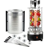 Core Kebab Grill – Verticale Grill Inclusief 5 Kebab Spiezen – Donorgrill Met Opvangbakjes – Zilver - 25cm x 25cm x 50cm