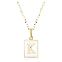 Cavill - Zilveren Halsketting - 925 Sterling Zilver Verguld met Rechthoekige Hanger Letter K - Verstelbare Elegante Dames Ketting - Luxe Sieraad