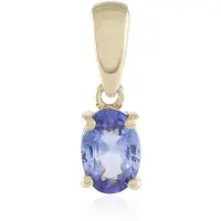 Cavill - Gouden Hanger - 9K Geel Goud - Blauwe Ceylon Saffier 0,509 ct - Ovaal Briljant - Elegant Blauw Sieraad 13x5 mm