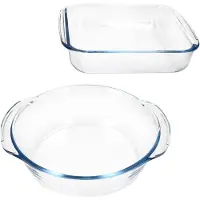 MamboCat 2-delige set braad- en bakvorm 800ml rond & 1,8L vierkant van glas - 90535