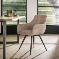 Dimehouse Set van 2 eetkamerstoelen Bouclé zand draaibaar Syro - Stof - Scandinavisch & Basic