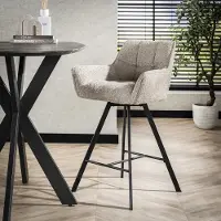 Dimehouse Barkruk Lino Bouclé Zand Draaibaar Raster