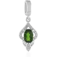 Cavill - Zilveren Hanger 925 Sterling Zilver Geplatineerd - Russische Diopsied 0,79 ct - 17 Zirkonen 0,226 ct - Elegante Varioclip