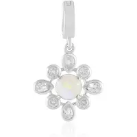 Cavill - Zilveren Hanger 925 Sterling Zilver Platina - Australische Opaal 0,315 ct - Cambodjaanse Zirkon 0,771 ct - Elegant Rond 25x14 mm