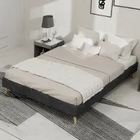 MODFU - Bedframe 140x200 cm – Cartoonvormig hoofdbord met gasveer – Grijs