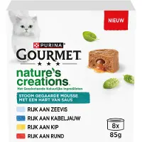Gourmet Kattenvoer Nat Nature's Creations Mousse met Saus Zeevis 8 x 85 gr