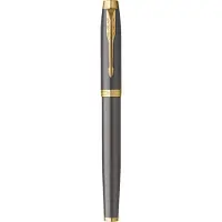 Parker IM-rollerballpen | grijze lak met gouden details | fijne roestvrijstalen punt | Zwarte inkt | geschenkverpakking