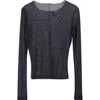 Urban Classics Shirt met lange mouwen - Ladies Exposed Seam Mesh Longsleeve - XS tot 3XL - voor Vrouwen - zwart - Maat XXL