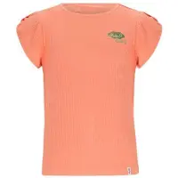 Nono T-shirt oranje rib gebreid Meisjes Viscose Ronde hals Effen - maat 104