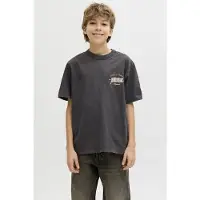 Jack & Jones JUNIOR T-shirt zwart Jongens Katoen Ronde hals Printopdruk - maat 152