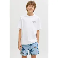 Jack & Jones JUNIOR T-shirt met backprint wit Jongens Katoen Ronde hals - maat 140