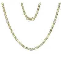 Cavill - Zilveren Halsketting 925 Sterling - 0,361 Ct Nigeriaanse Zirkonen - Goudverguld Pavé Design - Elegant Dames Sieraad 45,72 cm