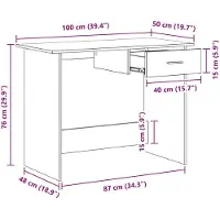 vidaXL Bureau Oudhout 100 x 50 x 76 cm Bewerkt hout