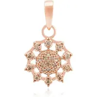 Cavill - 925 Sterling Zilver Hanger - Roségoud Verguld - 0,15 ct Argyle Rose Franse Diamant - Bloemvorm Pavé - Roze Briljant