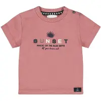 Dirkje T-shirt oudroze Jongens Stretchkatoen Ronde hals Printopdruk - maat 68
