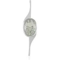 Cavill - Zilveren hanger 925 Sterling Platina Gepl. met Groene Amethist 4,279 ct - Concaaf Ovaal Slijpsel - Minimalistisch Elegant Sieraad
