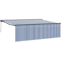 vidaXL Uitschuifbare luifel Blauw en Wit 400 × 300 cm