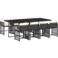 vidaXL 9-delige Tuinset poly rattan zwart