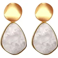 Charme Bijoux Oorbellen-Vera-goudkleurig- gemeleerd wit -4 cm -