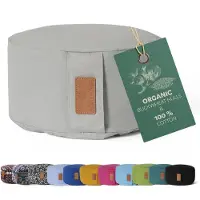 #DoYourYoga - Yoga kussen - »Vishnu« - rond meditatiekussen met bio-organische boekweit schalen vulling - H:15cm, diam.30cm - muis grijs