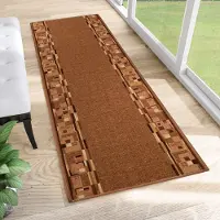 Tapiso Antislip Rubber Mat Beige Licht Bruin Klassiek Rubbermat Tapijt Maat- 100x1350