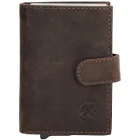 Hide & Stitches Idaho Safety Wallet Unisex - Pasjeshouder voor Dames en Heren - Portemonnee van 100% Leder - Donkerbruin