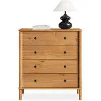 Idimex Ladekast APOANA met 4 laden, eikenkleurig - Scandinavische houten ladekast met opbergruimte, slaapkamerkast in landelijke stijl - grote afbeelding