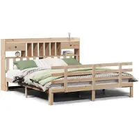 vidaXL Bed met boekenkast zonder matras massief grenenhout 180x200 cm
