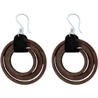 Charme Bijoux Allergievrije oorbellen-Ebony-6,5 cm-bruin-hout-zilverkleurig-