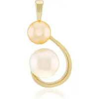 Cavill - Zilveren hanger met 925 Sterling zilver gouden plating - 9 mm witte en 7 mm gele zoetwater kweekparel - Elegant dames sieraad 26x12 mm
