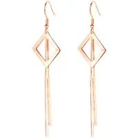 Charme Bijoux Oorbellen-ruit en sliert-rosegold-925 zilver-