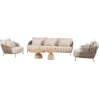 4 Seasons Outdoor June Beverly stoel bank loungeset 5 delig latte