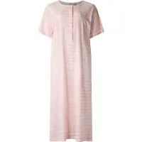 Lunatex - dames nachthemd 5026 korte mouw - nachtjapon van 100% katoen - peach met print - maat M