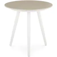 Idimex Bijzettafel ROSALIA, rond met keramisch blad – wit/beige