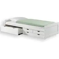 Idimex Bed met opbergruimte ANDREA 90 x 200 cm van massief hout - Wit