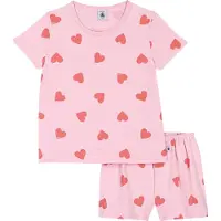 Petit Bateau Korte katoenen pyjama met hartjesprint voor kinderen Meisjes Pyjamaset - Roze/Oranje