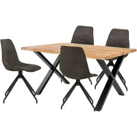 Ebuy24 Toulon eethoek 1 eettafel eiken en 4 stoelen grijs.