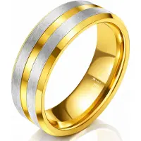 Mendes Heren ring Wolfraam Verguld Zilver Goud 8mm-21mm