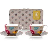 Pip studio Koffiekop Home Cups And Saucers Blooming Tales Fantasy Khaki (Set van 2)