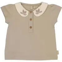 LEVV Newborn T-shirt bruin Meisjes Katoen Peter Pan-kraag Effen - maat 56