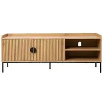 Oviala - TV-meubel in staal en MDF met melamine decor 150 cm beige - Dakota