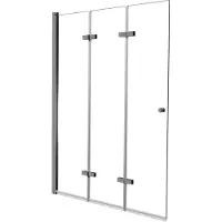 Luca Varess Kuresa driedelige opvouwbare badwand 140 cm helder glas glanzend chroom profiel